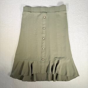 Retrology‎ Women's Midi Skirt Green Olive Boho Chic Flowy Peasant Size Large
